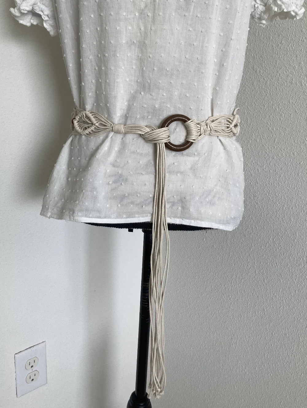 Boho Woven Macrame Rope Tie Beaded Waist Belt Tassel Tan Braided Beach Summer